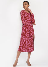 Verbena Tie Front Dress in Rust Paint Brush Print