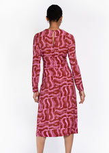 Verbena Tie Front Dress in Rust Paint Brush Print