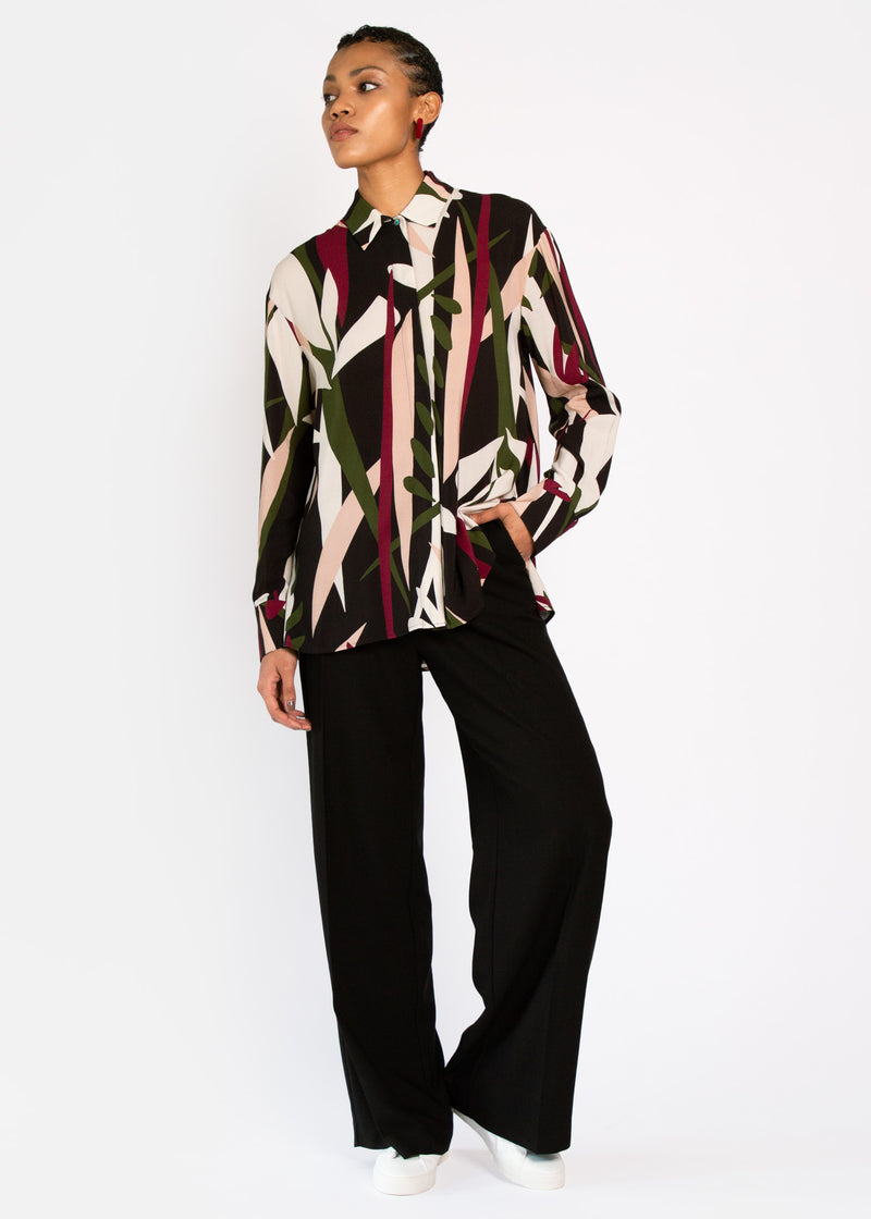 Nerine Longline Shirt in Abstract Floral Print