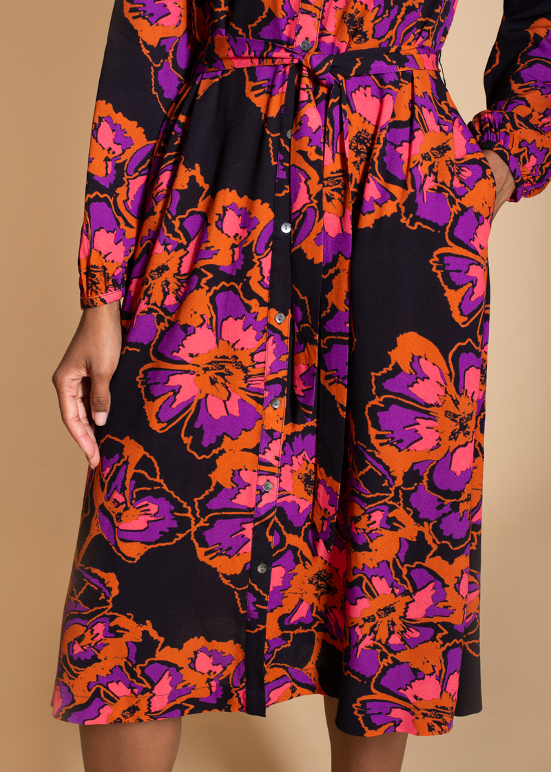 The Acacia Shirt Dress in Pink & Rust Floral