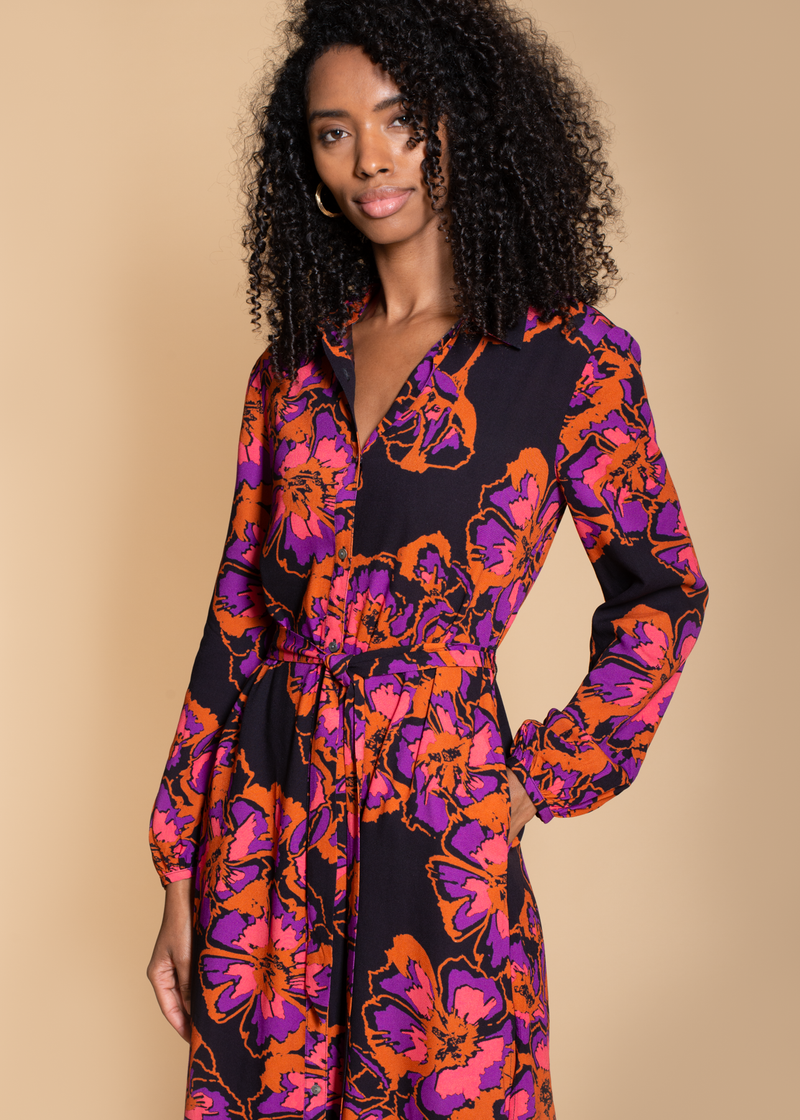 The Acacia Shirt Dress in Pink & Rust Floral